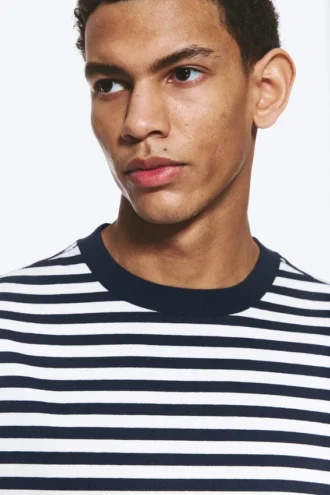 Loose Fit T-Shirt – White – Navy Stripe