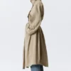 Loose Fit Trench Coat with Funnel Collar – Beige Loose Fit Trench Coat with Funnel Collar – Beige