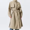 Loose Fit Trench Coat with Funnel Collar – Beige Loose Fit Trench Coat with Funnel Collar – Beige