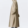 Loose Fit Trench Coat with Funnel Collar – Beige Loose Fit Trench Coat with Funnel Collar – Beige