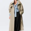 Loose Fit Trench Coat with Funnel Collar – Beige Loose Fit Trench Coat with Funnel Collar – Beige