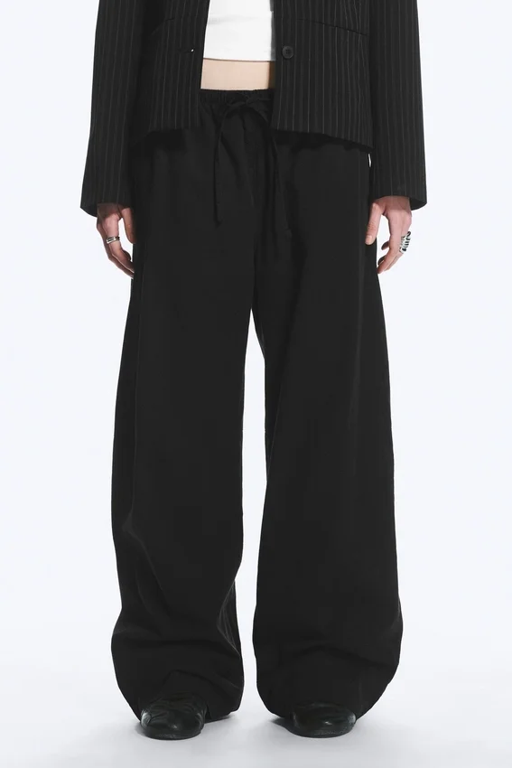 Loose Fit Washed Ripstop Trousers – Black Loose Fit Washed Ripstop Trousers – Black