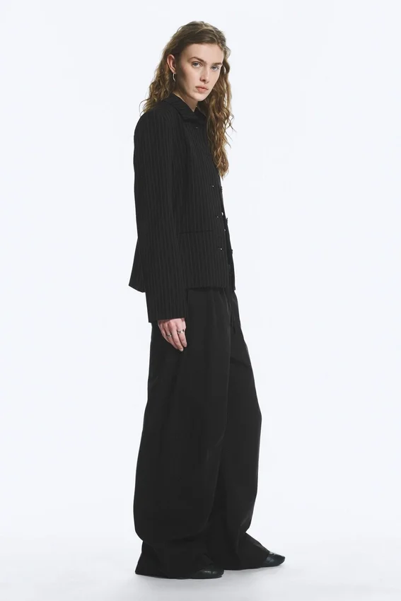 Loose Fit Washed Ripstop Trousers – Black Loose Fit Washed Ripstop Trousers – Black