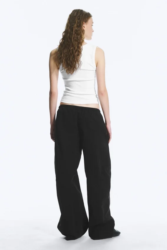 Loose Fit Washed Ripstop Trousers – Black Loose Fit Washed Ripstop Trousers – Black