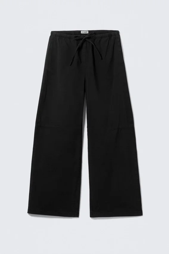 Loose Fit Washed Ripstop Trousers – Black Loose Fit Washed Ripstop Trousers – Black