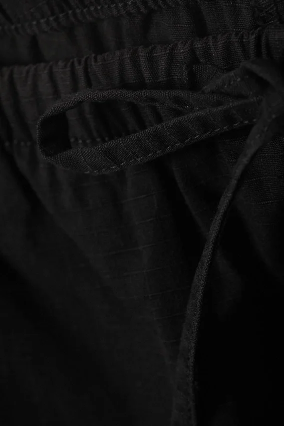 Loose Fit Washed Ripstop Trousers – Black Loose Fit Washed Ripstop Trousers – Black