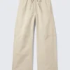 Loose Fit Washed Ripstop Trousers – Light Beige Loose Fit Washed Ripstop Trousers – Light Beige