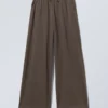 Loose Fit Wide Leg Jersey Trousers – Washed Dark Brown Loose Fit Wide Leg Jersey Trousers – Washed Dark Brown
