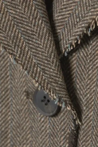 Loose Fit Wool Blend Herringbone Blazer – Dark Mole Herringbone