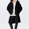 Loose Fit Wool Jacket with Raglan Sleeves – Black Loose Fit Wool Jacket with Raglan Sleeves – Black