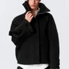 Loose Fit Wool Jacket with Raglan Sleeves – Black Loose Fit Wool Jacket with Raglan Sleeves – Black