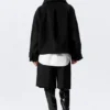 Loose Fit Wool Jacket with Raglan Sleeves – Black Loose Fit Wool Jacket with Raglan Sleeves – Black