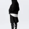 Loose Fit Wool Jacket with Raglan Sleeves – Black Loose Fit Wool Jacket with Raglan Sleeves – Black
