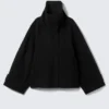 Loose Fit Wool Jacket with Raglan Sleeves – Black Loose Fit Wool Jacket with Raglan Sleeves – Black