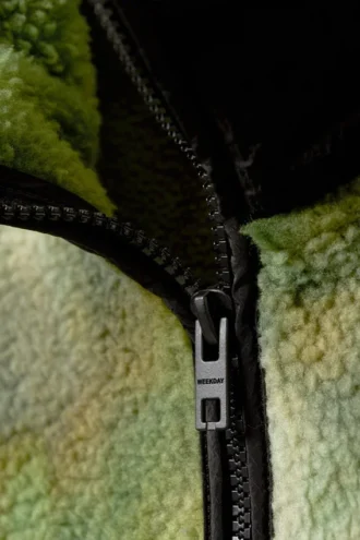 Loose Fit Zip Fleece Jacket – Marbled Green