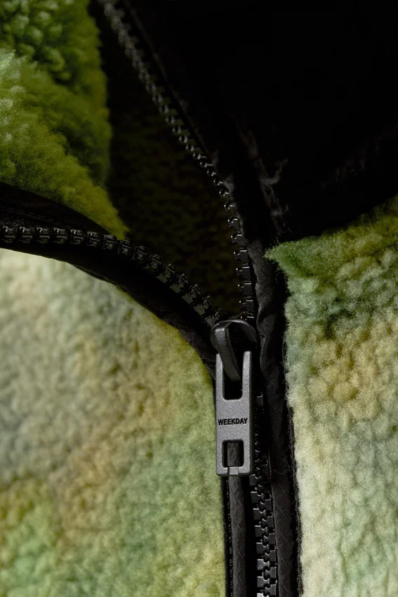 Loose Fit Zip Fleece Jacket – Marbled Green Loose Fit Zip Fleece Jacket – Marbled Green