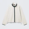 Loose Fit Zip Fleece Jacket – White Loose Fit Zip Fleece Jacket – White