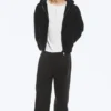 Loose Fit Zip Hoodie – Black Loose Fit Zip Hoodie – Black