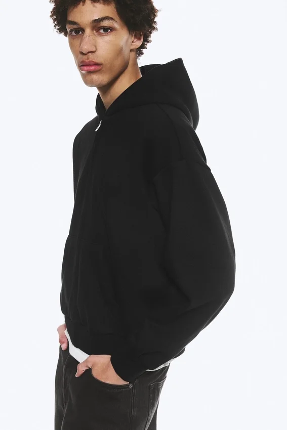 Loose Fit Zip Hoodie – Black Loose Fit Zip Hoodie – Black