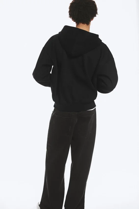 Loose Fit Zip Hoodie – Black Loose Fit Zip Hoodie – Black