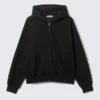 Loose Fit Zip Hoodie – Black Loose Fit Zip Hoodie – Black