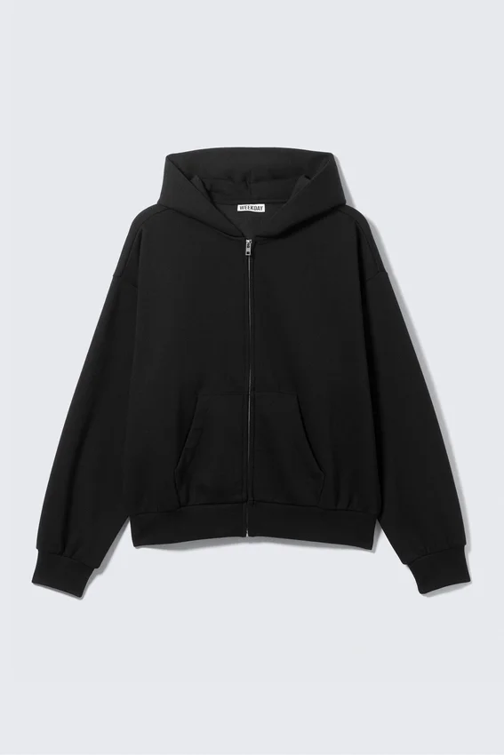 Loose Fit Zip Hoodie – Black Loose Fit Zip Hoodie – Black