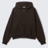 Loose Fit Zip Hoodie – Dark Brown Loose Fit Zip Hoodie – Dark Brown