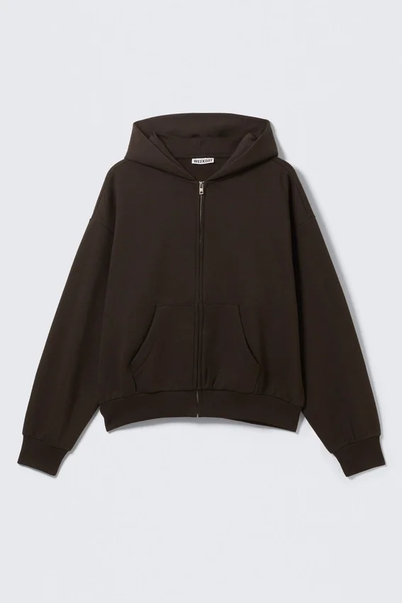 Loose Fit Zip Hoodie – Dark Brown Loose Fit Zip Hoodie – Dark Brown