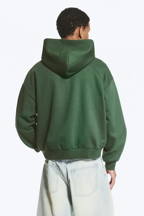 Loose Fit Zip Hoodie – Dark Green Loose Fit Zip Hoodie – Dark Green