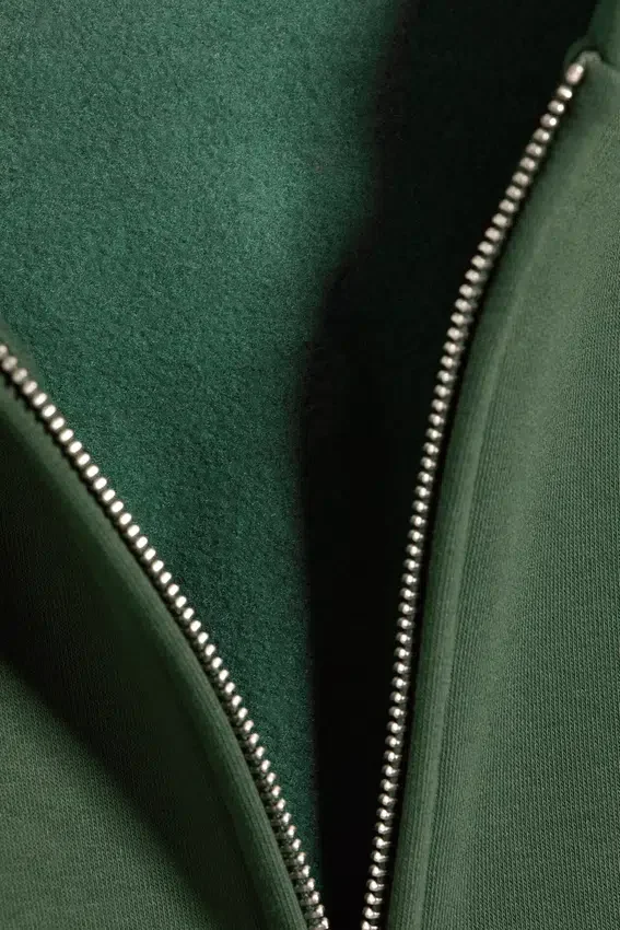 Loose Fit Zip Hoodie – Dark Green Loose Fit Zip Hoodie – Dark Green