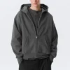 Loose Fit Zip Hoodie – Dark Grey Loose Fit Zip Hoodie – Dark Grey