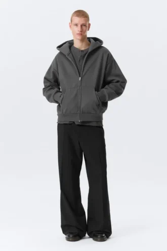 Loose Fit Zip Hoodie – Dark Grey Loose Fit Zip Hoodie – Dark Grey