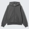 Loose Fit Zip Hoodie – Dark Grey Loose Fit Zip Hoodie – Dark Grey