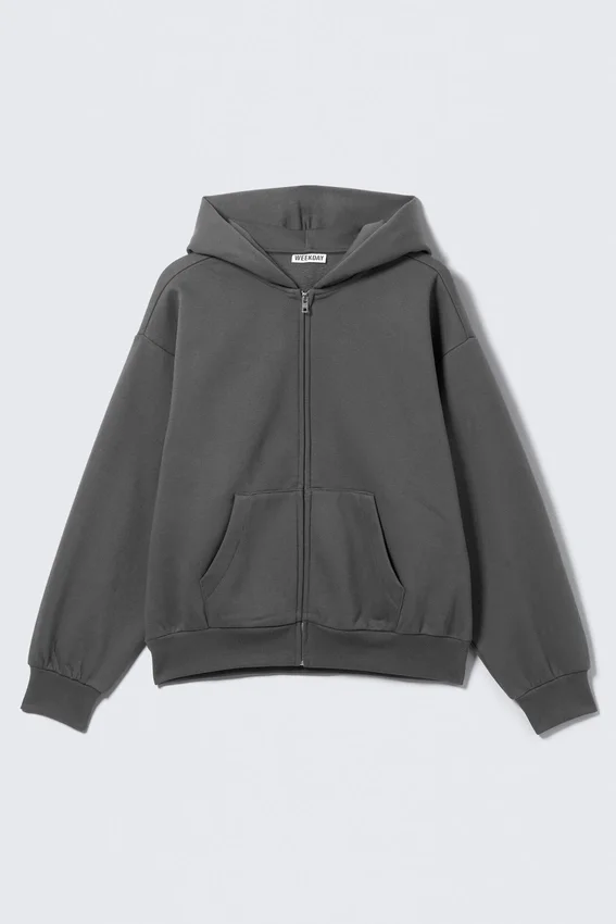 Loose Fit Zip Hoodie – Dark Grey Loose Fit Zip Hoodie – Dark Grey