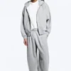Loose Fit Zip Hoodie – Grey Melange Loose Fit Zip Hoodie – Grey Melange