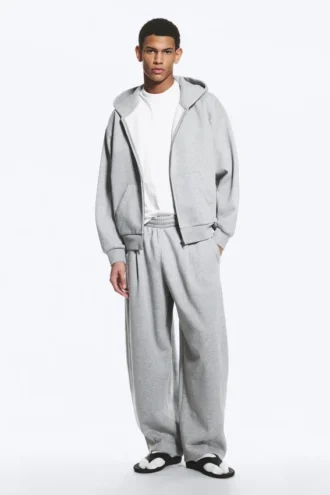 Loose Fit Zip Hoodie – Grey Melange