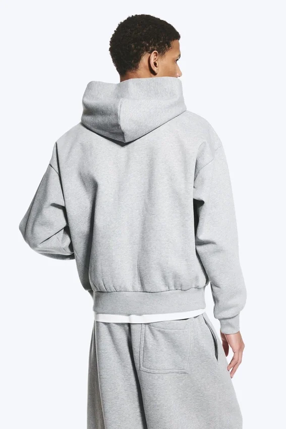 Loose Fit Zip Hoodie – Grey Melange Loose Fit Zip Hoodie – Grey Melange