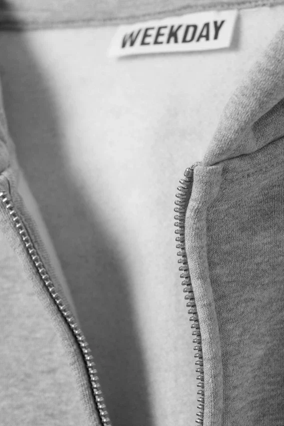 Loose Fit Zip Hoodie – Grey Melange Loose Fit Zip Hoodie – Grey Melange