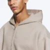 Loose Fit Zip Hoodie – Light Beige Loose Fit Zip Hoodie – Light Beige
