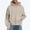 Loose Fit Zip Hoodie – Light Beige Loose Fit Zip Hoodie – Light Beige