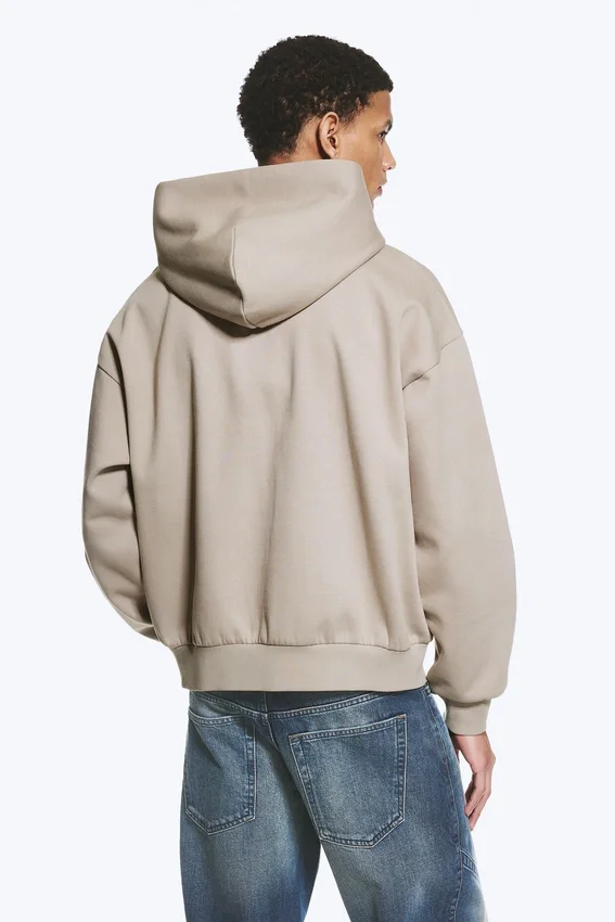 Loose Fit Zip Hoodie – Light Beige Loose Fit Zip Hoodie – Light Beige