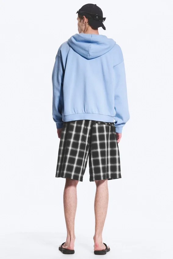 Loose Fit Zip Hoodie – Washed Light Blue Loose Fit Zip Hoodie – Washed Light Blue