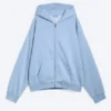 Loose Fit Zip Hoodie – Washed Light Blue Loose Fit Zip Hoodie – Washed Light Blue