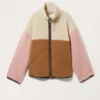 Loose Fleece Zip Jacket – Beige/Brown/Pink