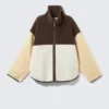 Loose Fleece Zip Jacket – Brown/White/Yellow Loose Fleece Zip Jacket – Brown/White/Yellow