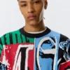 Loose Graphic Knitted Cotton Sweater – Multicoloured Print Loose Graphic Knitted Cotton Sweater – Multicoloured Print