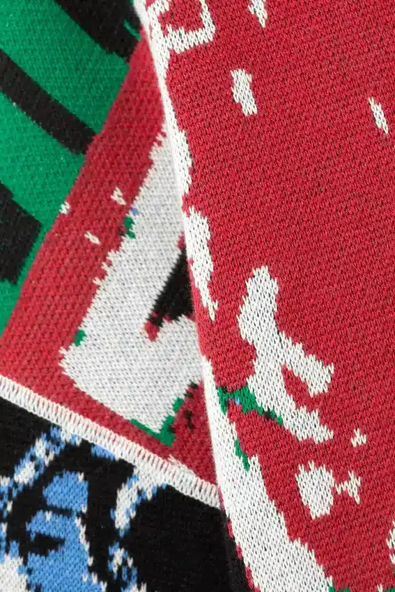 Loose Graphic Knitted Cotton Sweater – Multicoloured Print Loose Graphic Knitted Cotton Sweater – Multicoloured Print
