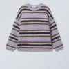 Loose Graphic Knitted Sweater – Purple Multi Stripe Loose Graphic Knitted Sweater – Purple Multi Stripe