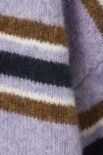 Loose Graphic Knitted Sweater – Purple Multi Stripe