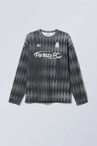 Loose Graphic Long Sleeve T-Shirt – Dark Grey – Fantazy Fc